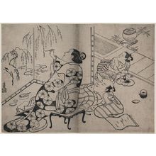 Torii Kiyonobu I: Courtesan painting a screen. - Library of Congress