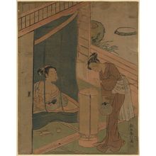 Suzuki Harunobu: Mother and child behind mosquito netting. - Library of Congress