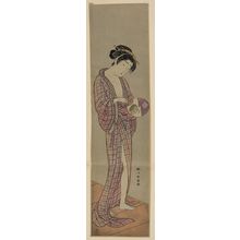 勝川春章: Standing beauty in a summer gown. - アメリカ議会図書館