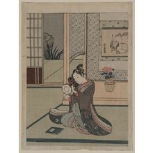 Suzuki Harunobu: Young man striking a drum. - Library of Congress