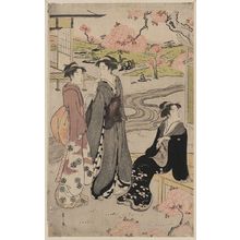 Hosoda Eishi: Viewing cherry blossoms in the garden. - Library of Congress