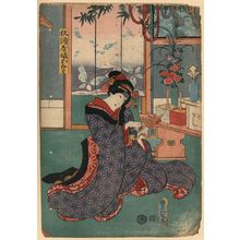 歌川豊国: The young maiden Omiwa of the liquor store Sugizake-ya. - アメリカ議会図書館