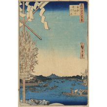 歌川広重: Boats at Ryōgoku Bridge with a distant view of Asakusa. - アメリカ議会図書館