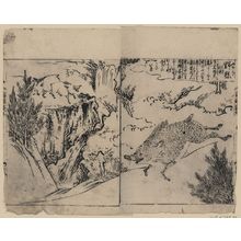 Tachibana Morikuni: [Wild boars running, on cliffs, and near pine trees] - Library of Congress