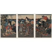Utagawa Kunisada: Enjoying a garden of peonies. - Library of Congress