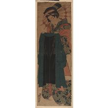 渓斉英泉: Courtesan holding a customer's coat. - アメリカ議会図書館