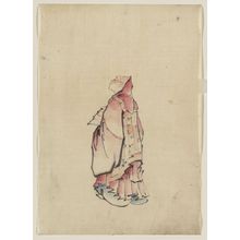 Katsushika Hokusai: [Side view of a monk, full-length portrait, facing left, wearing gown with hood] - Library of Congress