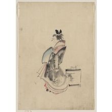 Katsushika Hokusai: [A woman, possibly a courtesan, full-length, standing, facing left] - Library of Congress