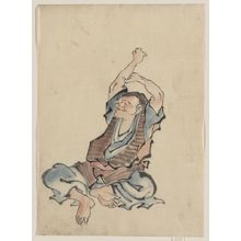 Katsushika Hokusai: [A man, facing left, wearing several layers of clothing, sitting with arms raised over his head, practicing yoga] - Library of Congress