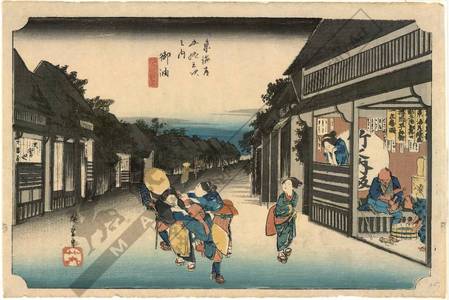 Utagawa Hiroshige: Goyu: Women stopping travelers (station 35, print 36) - Austrian Museum of Applied Arts