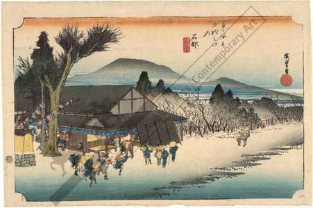 Utagawa Hiroshige: Ishibe: Megawa village (station 51, print 52) - Austrian Museum of Applied Arts