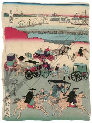 Utagawa Yoshitora: Various kinds of transportation (title not original) - Austrian Museum of Applied Arts