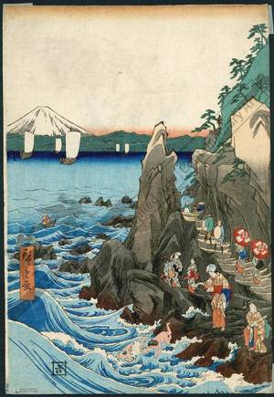 Utagawa Hiroshige: Pilgrimage to the exhibition of the Benzaiten in the main shrine of Iwaya at Enoshima in the province of Sagami - Austrian Museum of Applied Arts