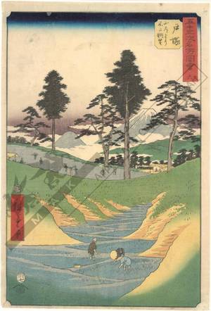 歌川広重: Print 6: Totsuka View of Mount Fuji from the mountain road (Station 5) - Austrian Museum of Applied Arts