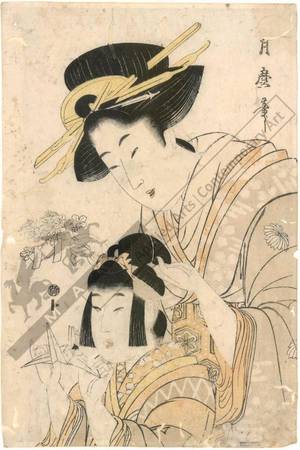 Kitagawa Tsukimaro: Courtesan with kamuro (title not original) - Austrian Museum of Applied Arts