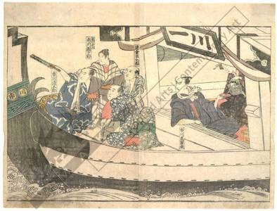 Utagawa Toyokuni I: Actors enjoying themselves in a pleasure boat (title not original) - Austrian Museum of Applied Arts