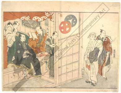 Utagawa Toyokuni I: Actors at the barbershop (title not original) - Austrian Museum of Applied Arts