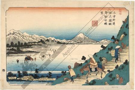 渓斉英泉: Print 31: View of Lake Suwa from Shiojiri Pass (Station 30) - Austrian Museum of Applied Arts