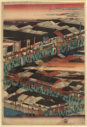 Utagawa Hiroshige: Prosperous theatres at Nichomachi - Austrian Museum of Applied Arts