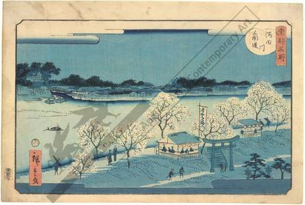 二歌川広重: Mimeguri embankment along the Sumida river - Austrian Museum of Applied Arts