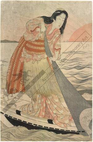 Kikugawa Eizan: Elegant women as fishermen - Austrian Museum of Applied Arts