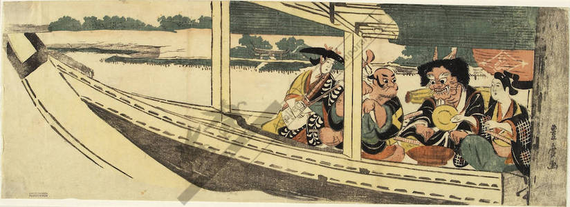 Utagawa Toyohiro: A pleasure trip on a boat (title not original) - Austrian Museum of Applied Arts