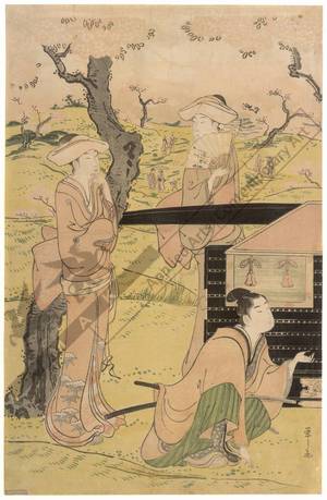 細田栄之: Viewing cherry blossoms in Gotenyama (title not original) - Austrian Museum of Applied Arts