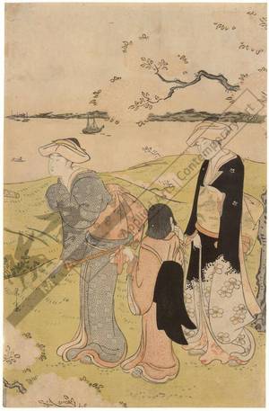 Hosoda Eishi: Viewing cherry blossoms in Gotenyama (title not original) - Austrian Museum of Applied Arts