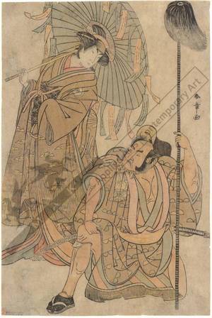 勝川春章: Ichimura Uzaemon and Iwai Hanshiro (title not original) - Austrian Museum of Applied Arts