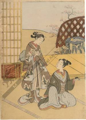 Suzuki Harunobu: Cat and mouse as pets (title not original) - Austrian Museum of Applied Arts