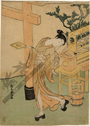 鈴木春信: Teahouse girl Kasamori Osen (title not original) - Austrian Museum of Applied Arts