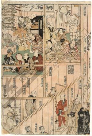 Utagawa Kunisada: Dressing rooms of the Morita theatre at the beginning of the season - Austrian Museum of Applied Arts
