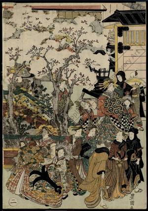 Utagawa Toyokuni I: Scenery with cherry blossoms in New Yoshiwara, Set of five prints - Austrian Museum of Applied Arts