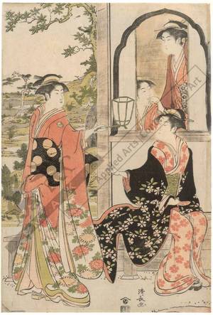鳥居清長: Yoshitsune and Joruri (title not original) - Austrian Museum of Applied Arts