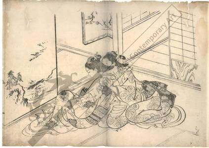 Nishikawa Sukenobu: Women engaged in an intimate conversation (title not original) - Austrian Museum of Applied Arts