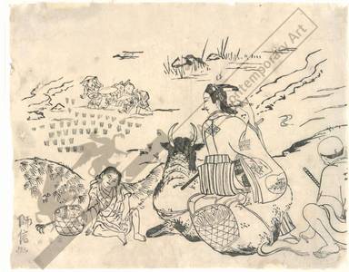 Okumura Shimmyo: A break near a rice field (title not original) - Austrian Museum of Applied Arts