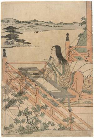 鳥居清長: The poetess Murasaki Shikibu (title not original) - Austrian Museum of Applied Arts