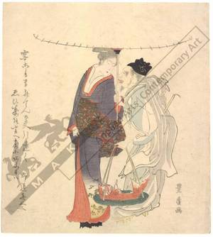 Utagawa Toyohiro: Lucky Gods Benten and Ebisu (title not original) - Austrian Museum of Applied Arts