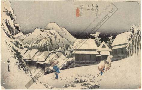 Utagawa Hiroshige: Kambara: Evening snow (station 15, print 16) - Austrian Museum of Applied Arts