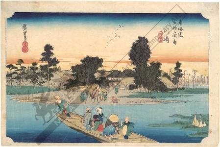 Utagawa Hiroshige: Kawasaki: The Rokugo ferry (station 2, print 3) - Austrian Museum of Applied Arts