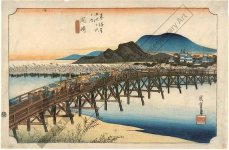 Utagawa Hiroshige: Okazaki: The Yahagi-bridge (station 38, print 39) - Austrian Museum of Applied Arts