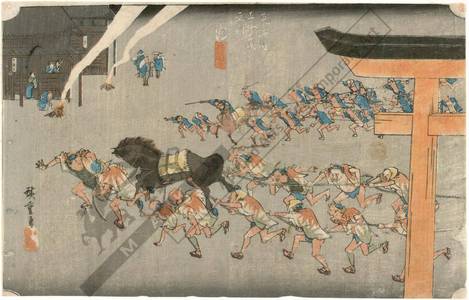 Utagawa Hiroshige: Miya: Religious festival at Atsuta-shrine (Station 41, Print 42) - Austrian Museum of Applied Arts