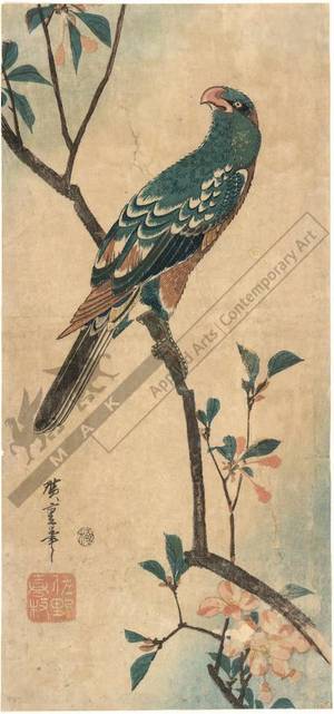 歌川広重: Parrot cherry blossoms (title not original) - Austrian Museum of Applied Arts