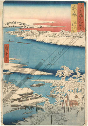 歌川広重: Province of Musashi: Morning after Snow on the Sumida river - Austrian Museum of Applied Arts