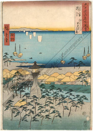 歌川広重: Province of Settsu: Coast of Demi in Sumiyoshi - Austrian Museum of Applied Arts