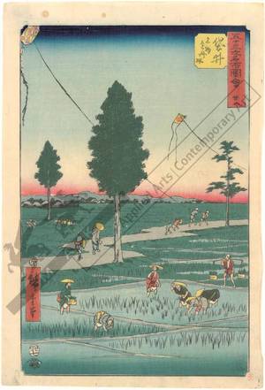 歌川広重: Print 28: Fukuroi, The famous kites of the province of Totomi (Station 27) - Austrian Museum of Applied Arts
