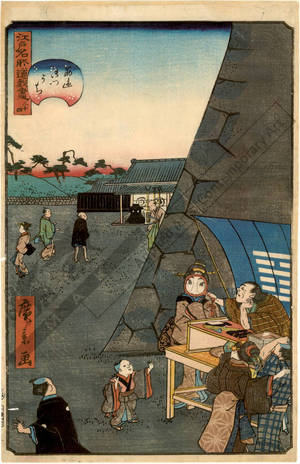 Utagawa Hirokage: Number 34: In front of the Sujikai Gate - Austrian Museum of Applied Arts