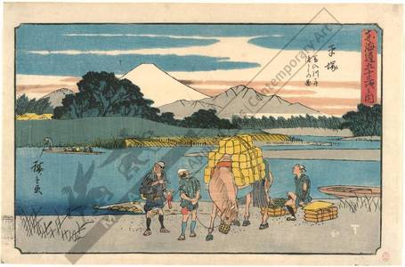 歌川広重: Hiratsuka: The ferry on the Banyu-River (Station 7, Print 8) - Austrian Museum of Applied Arts