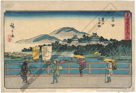 歌川広重: Yoshida: Toyo-River and Yoshida-Bridge (Station 34, Print 35) - Austrian Museum of Applied Arts