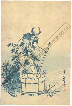 Katsushika Hokusai: Farmer washing sweet potatoes (title not original) - Austrian Museum of Applied Arts